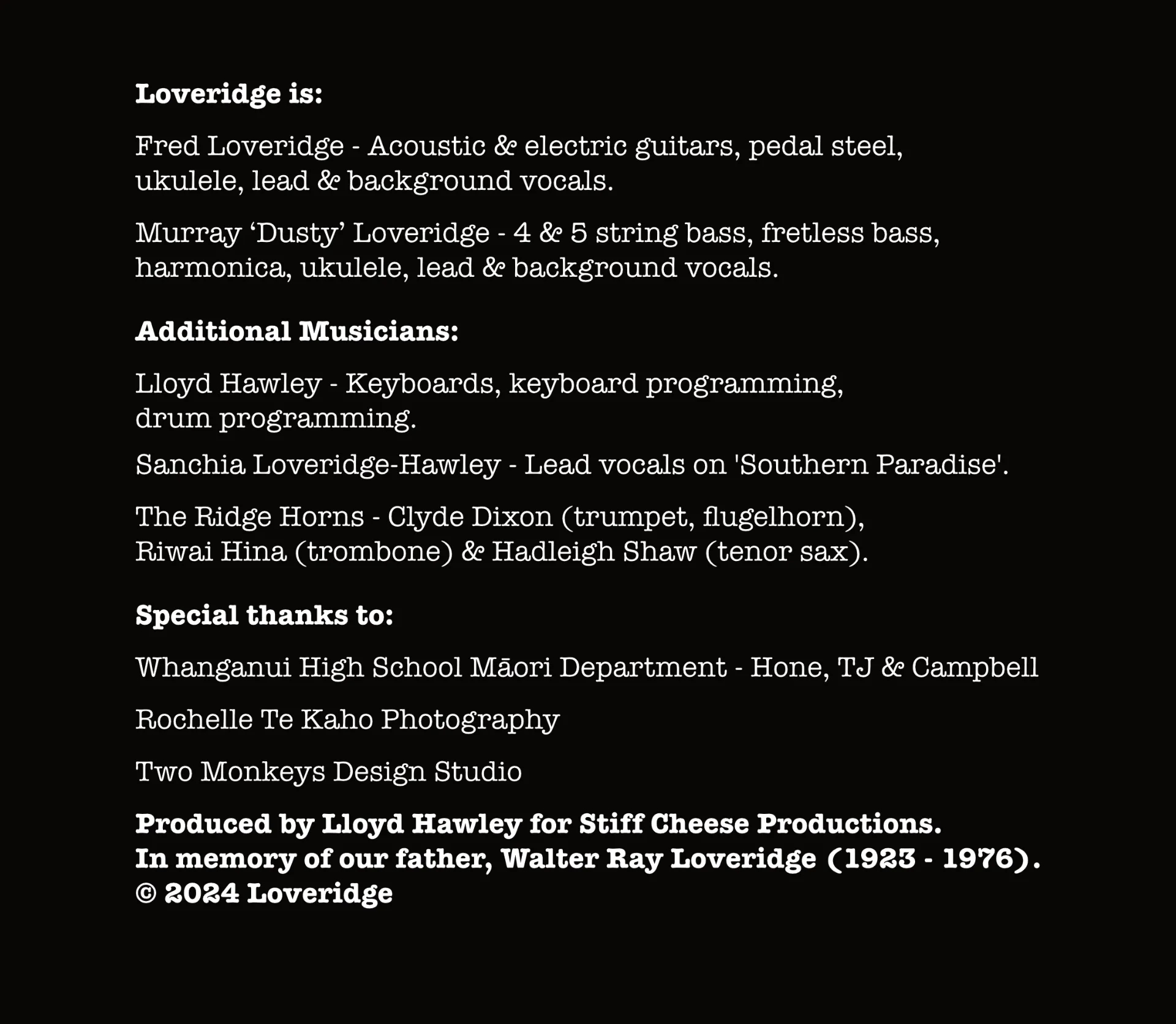Loveridge-CD-Credits